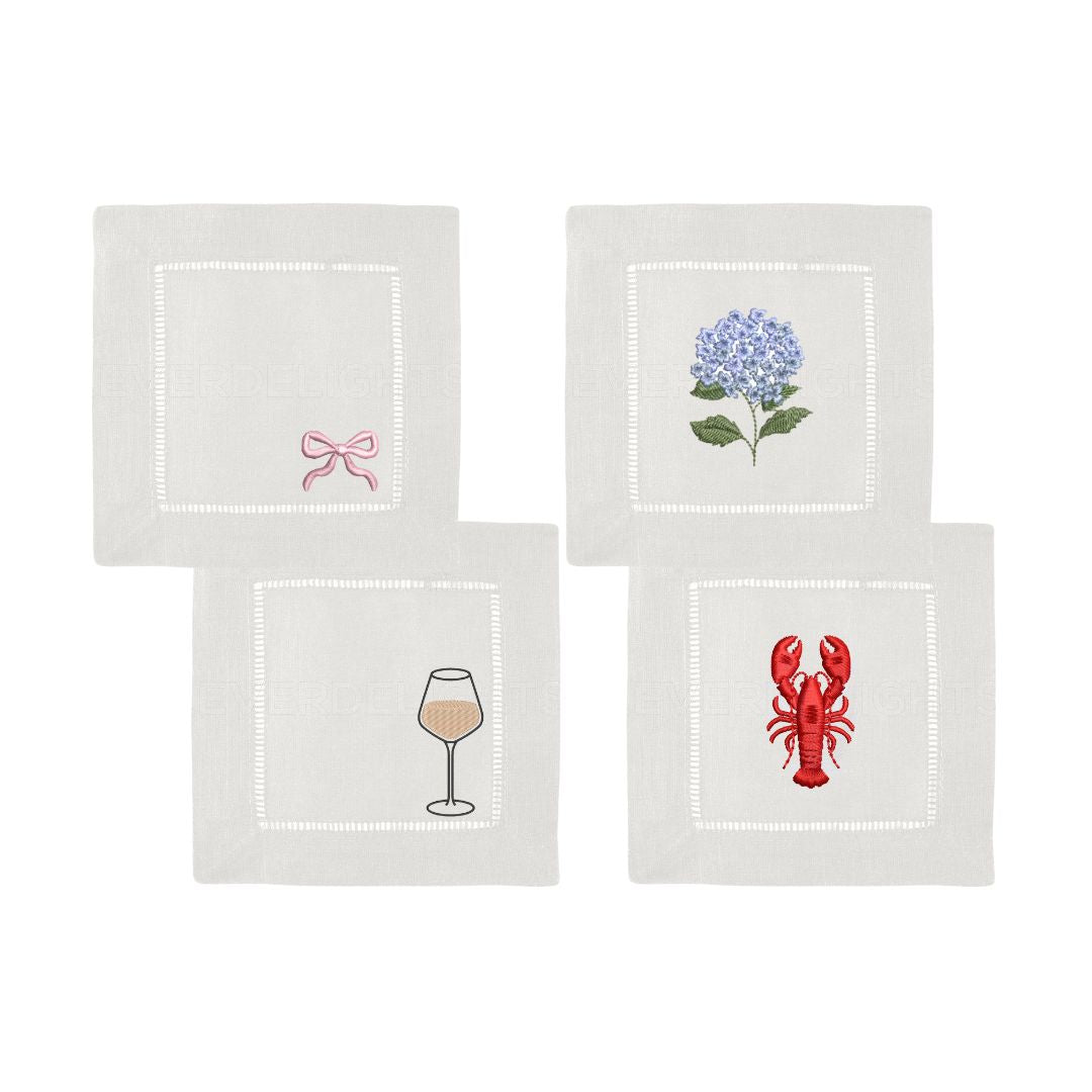 East Coast Embroidered Cocktail Napkins- Set of 4