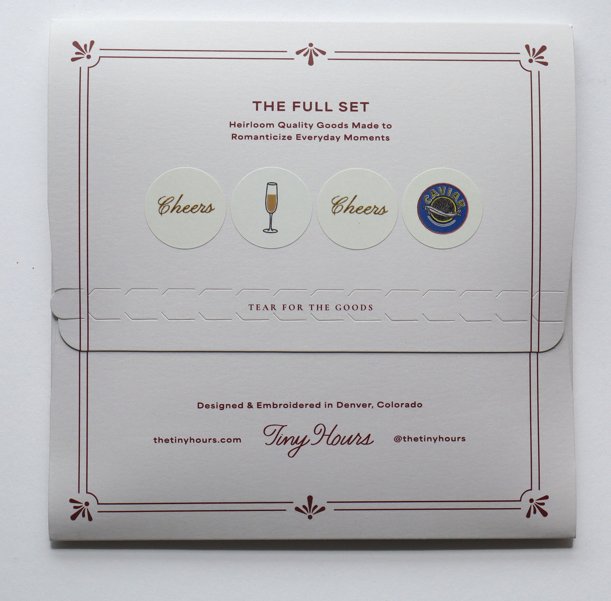 Champagne & Caviar Embroidered Cocktail Napkins- Set of 4