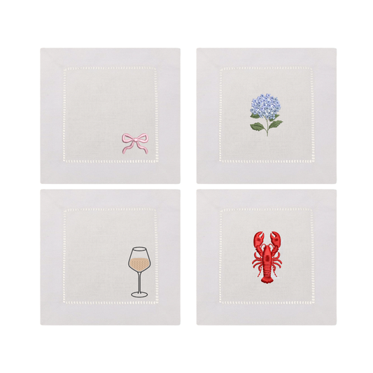 East Coast Embroidered Cocktail Napkins- Set of 4
