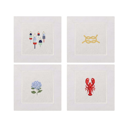 Nantucket Embroidered Cocktail Napkins- Set of 4