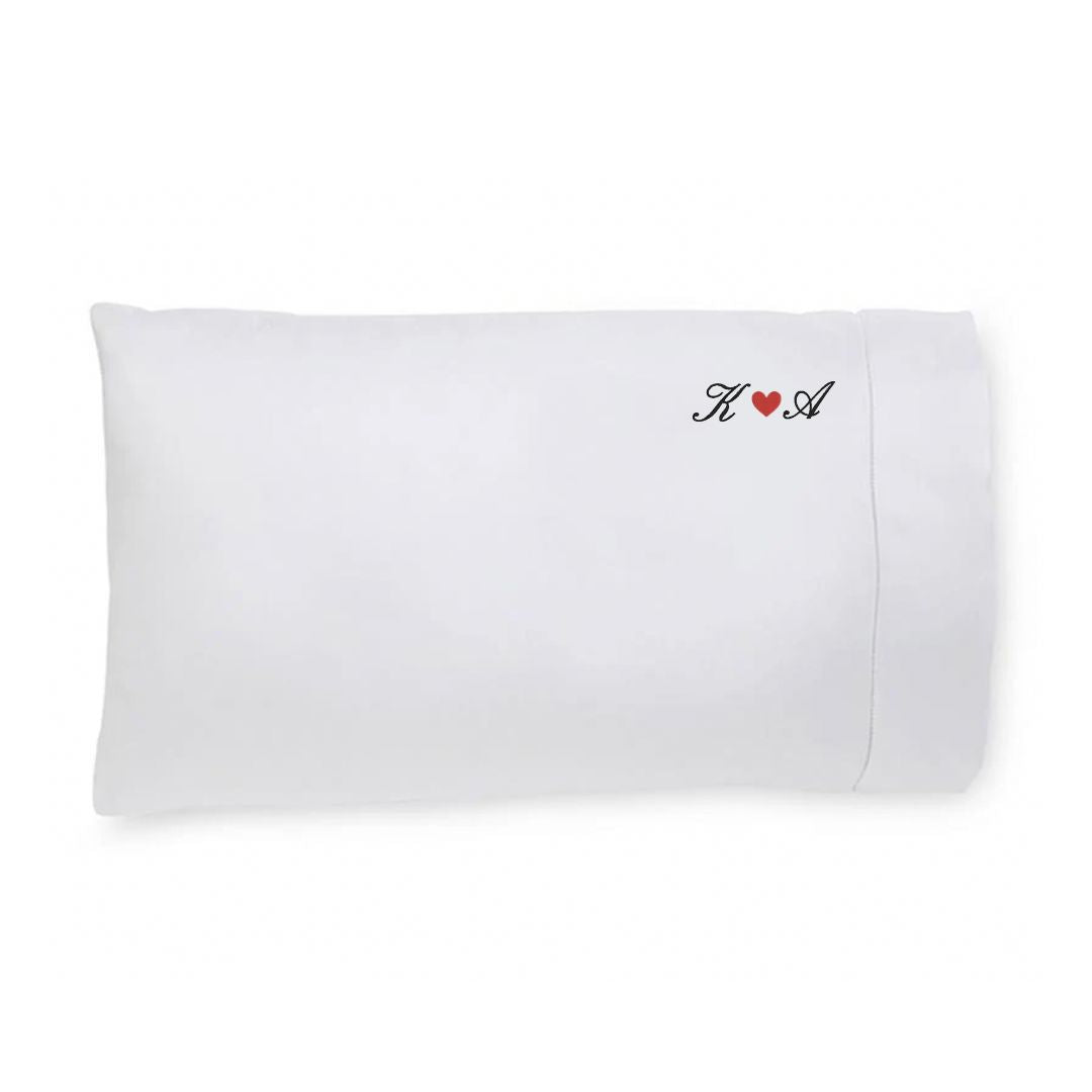 Embroidered Custom Pillowcase- Heart + Initials