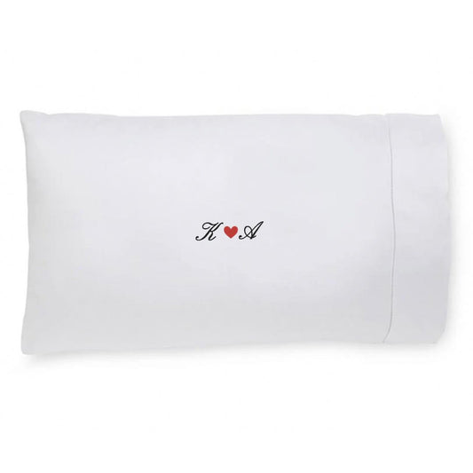 Embroidered Custom Pillowcase- Heart + Initials