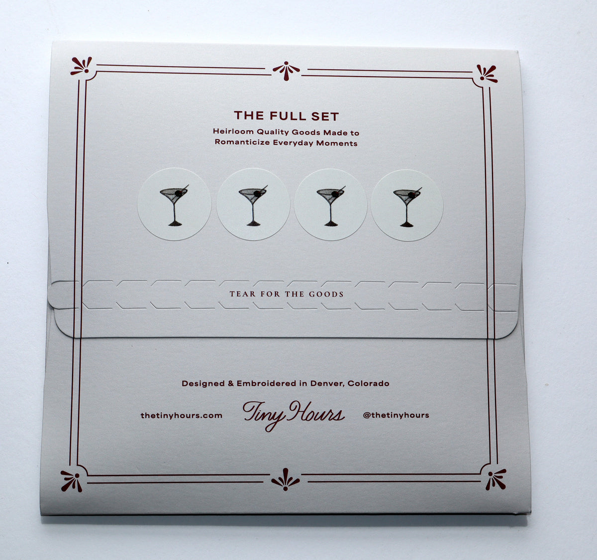 Martini Glasses Embroidered Cocktail Napkins- Set of 4