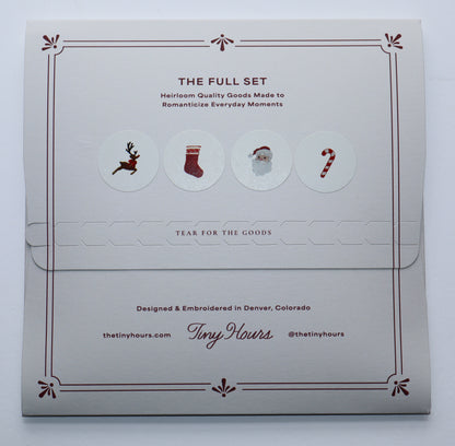 Mini Christmas Icons Embroidered Cocktail Napkins- Set of 4