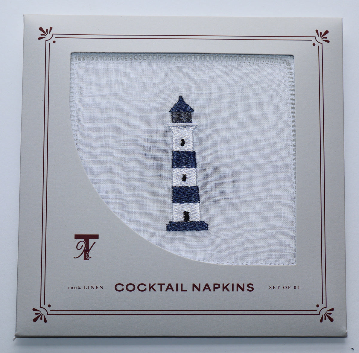 The Hamptons Embroidered Cocktail Napkins- Set of 4