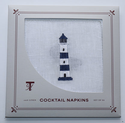 The Hamptons Embroidered Cocktail Napkins- Set of 4