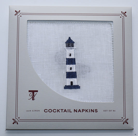 The Hamptons Embroidered Cocktail Napkins- Set of 4