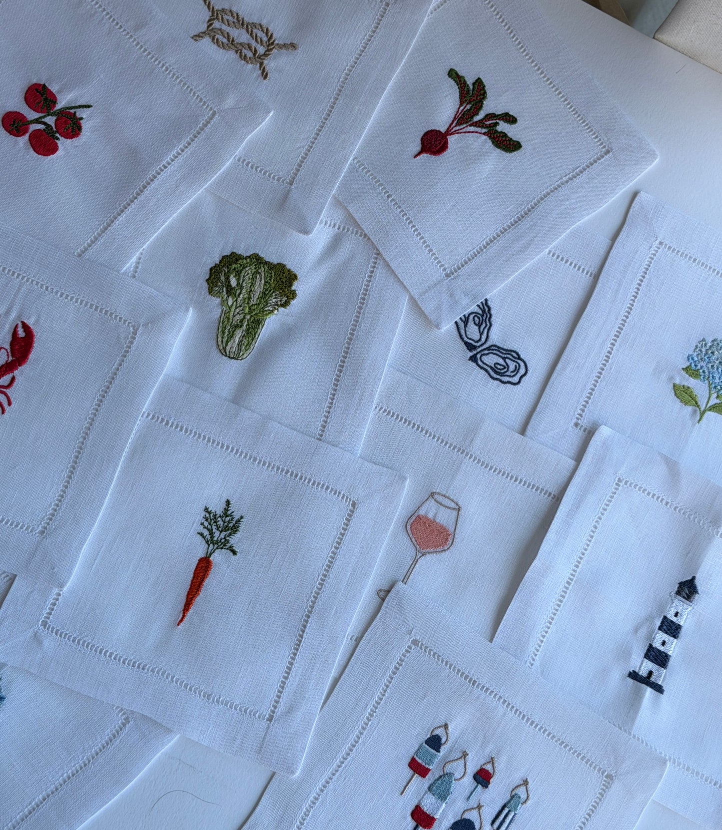 Nantucket Embroidered Cocktail Napkins- Set of 4