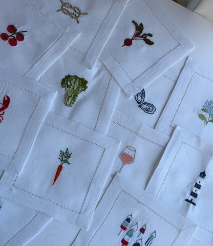 Nantucket Embroidered Cocktail Napkins- Set of 4