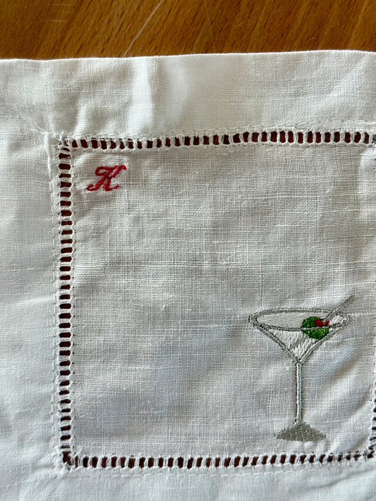 Add on: Tiny embroidered Initials for cocktail napkins