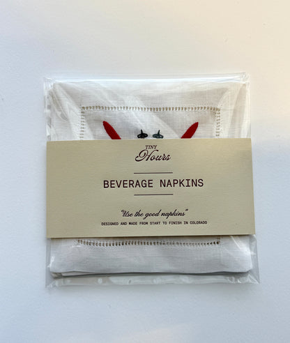 Western Embroidered Cocktail Napkins- Set of 4