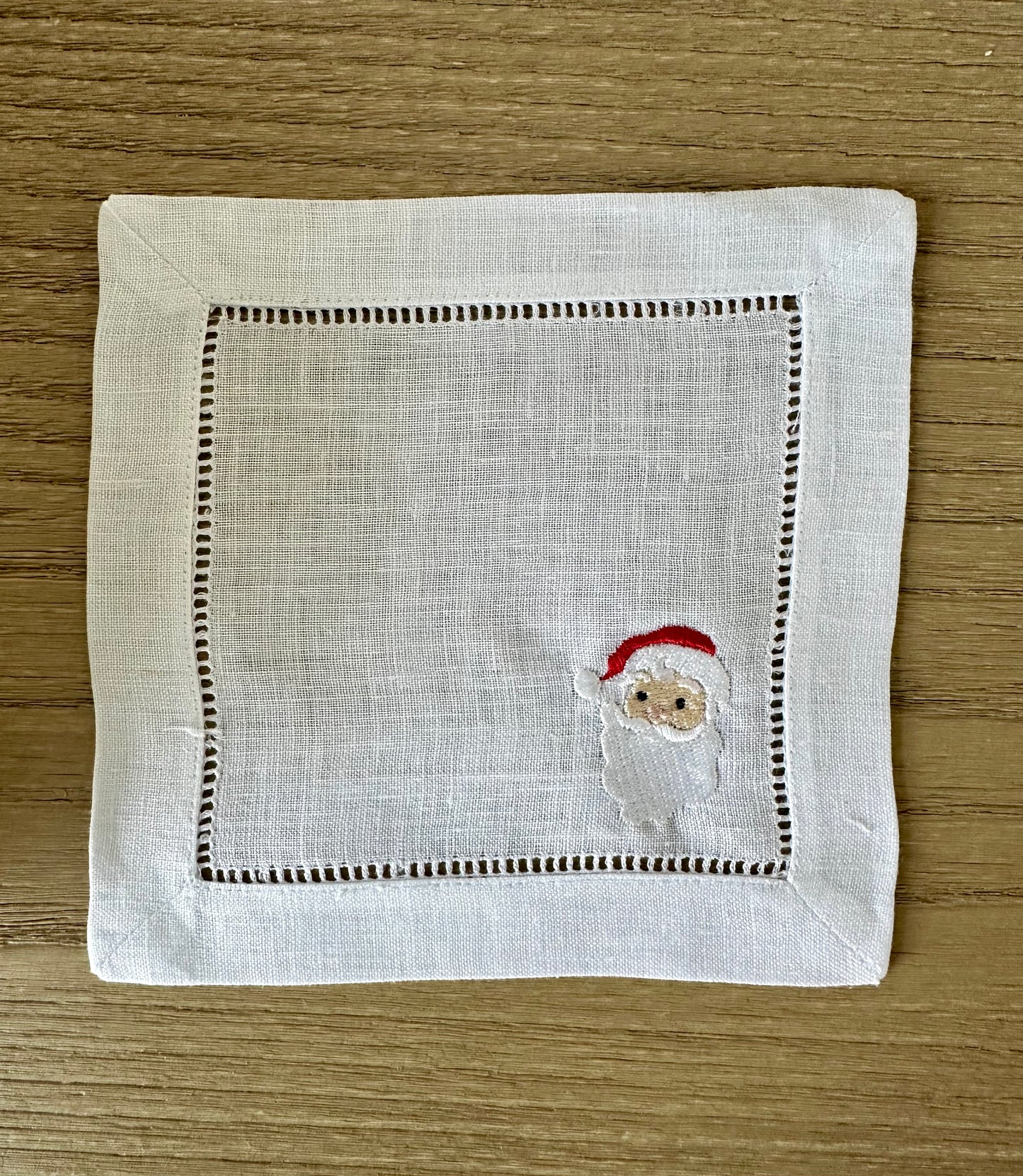 Embroidered Cocktail Napkins- Christmas Set of 4