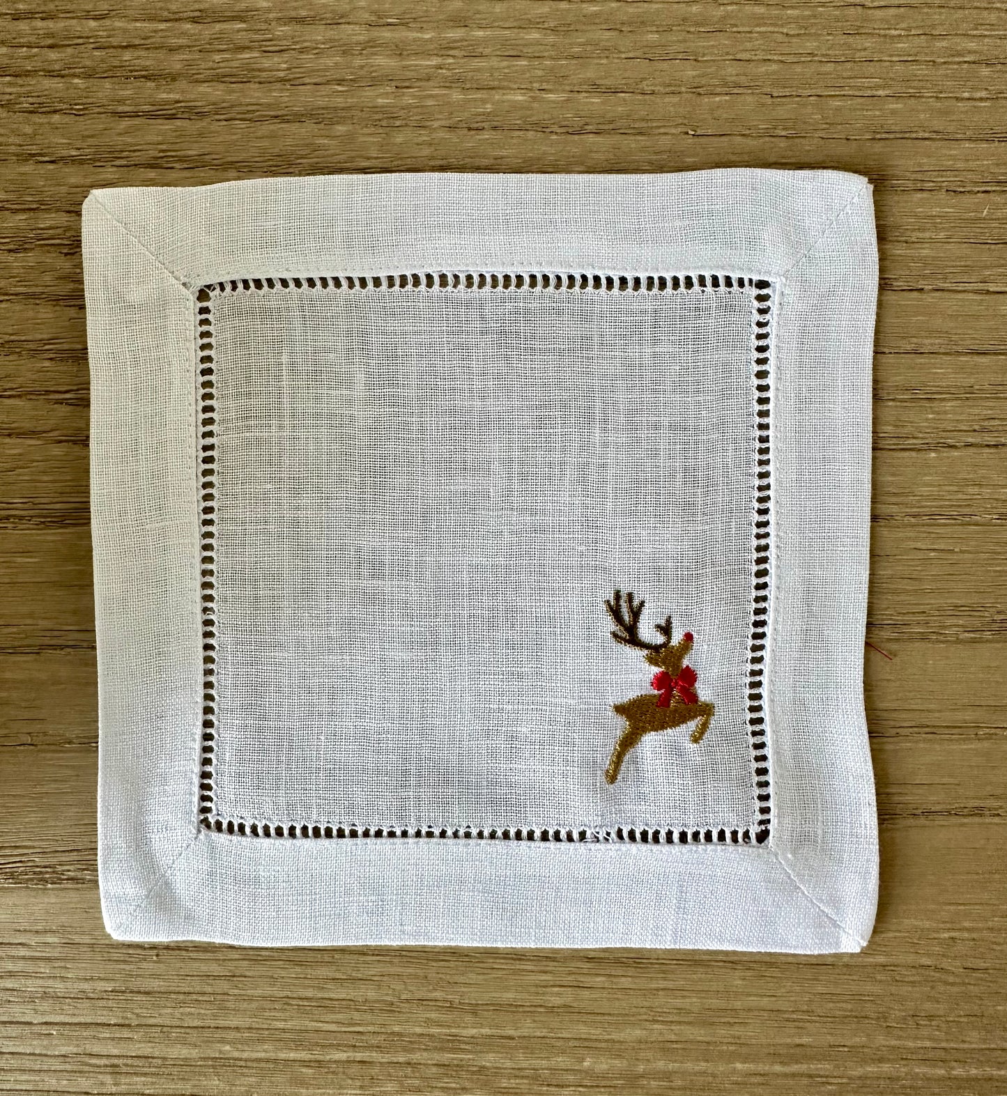 Embroidered Cocktail Napkins- Christmas Set of 4