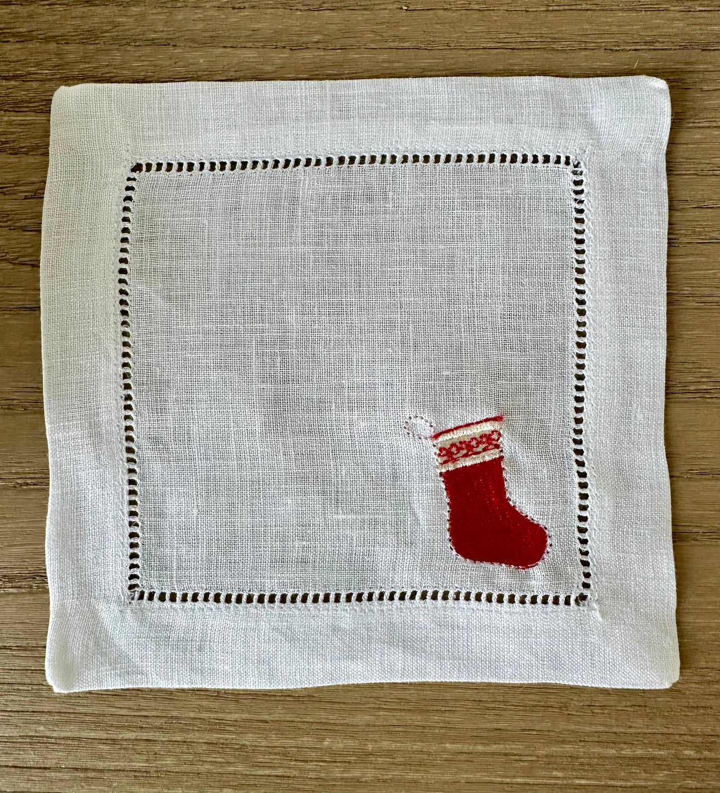 Embroidered Cocktail Napkins- Christmas Set of 4