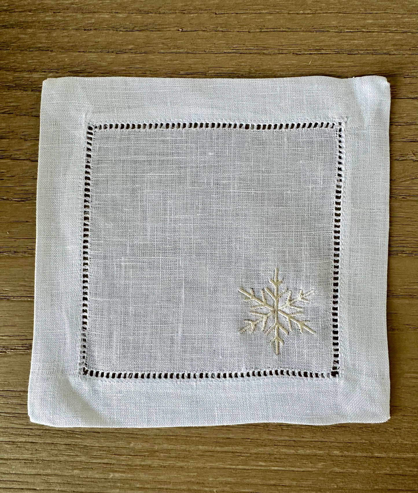 Embroidered Cocktail Napkins- Christmas Set of 4