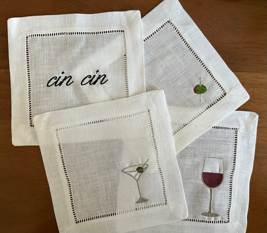 Embroidered Cocktail Napkin- Individual