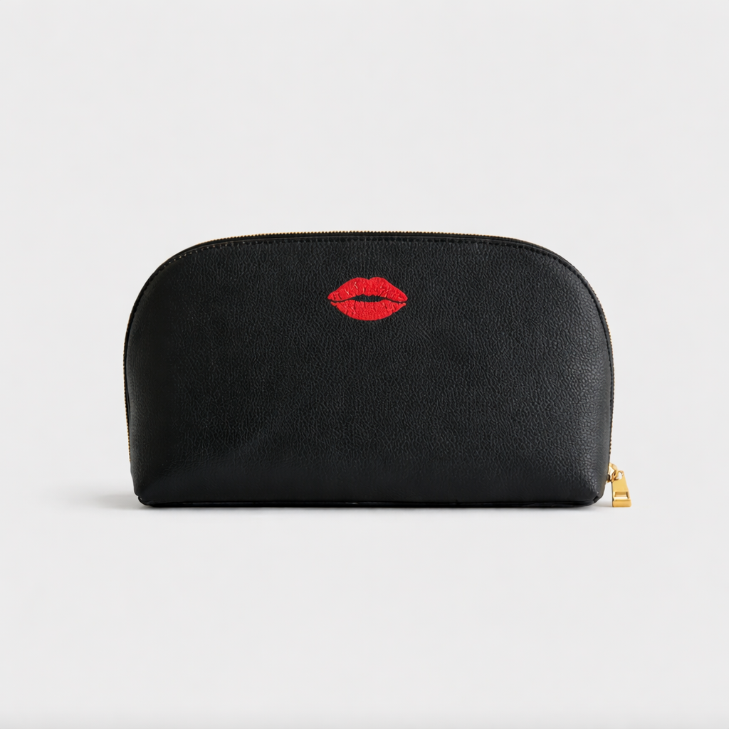 Small custom Embroidered Italian Leather Pouch