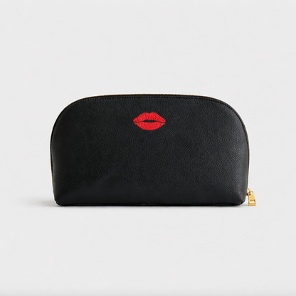 Small custom Embroidered Italian Leather Pouch